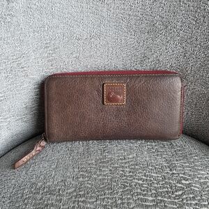 Brown Leather Zip Wallet